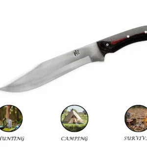 Handmade Hunting Knife with Sheath, 420 Stainless Steel, Fixed Blade Knife, Extra Sharp, Fixed Blade Knife for Camping Hunting, Leather Sheath, Micarta Handle