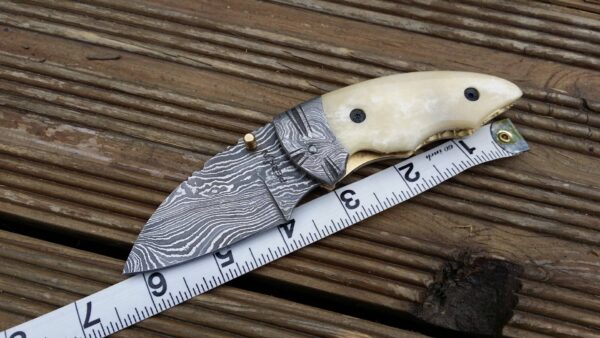 Handmade Damascus Pocket Knife - Beautiful Folding Knife - Image 6