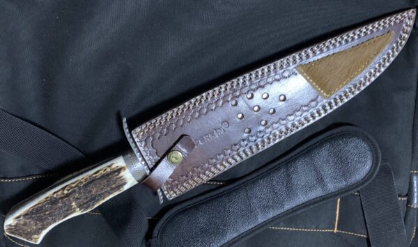 Fixed Blade Hunting Knife Bowie Knife Handmade Stag Antler Handle Unique Pattern One Kind of Handcrafted Hunting Knife - Image 2