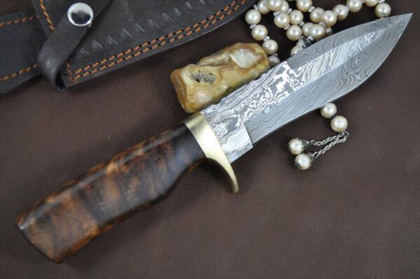 Custom Handmade Damascus Hunting Bowie Knife With Sheath - Image 2