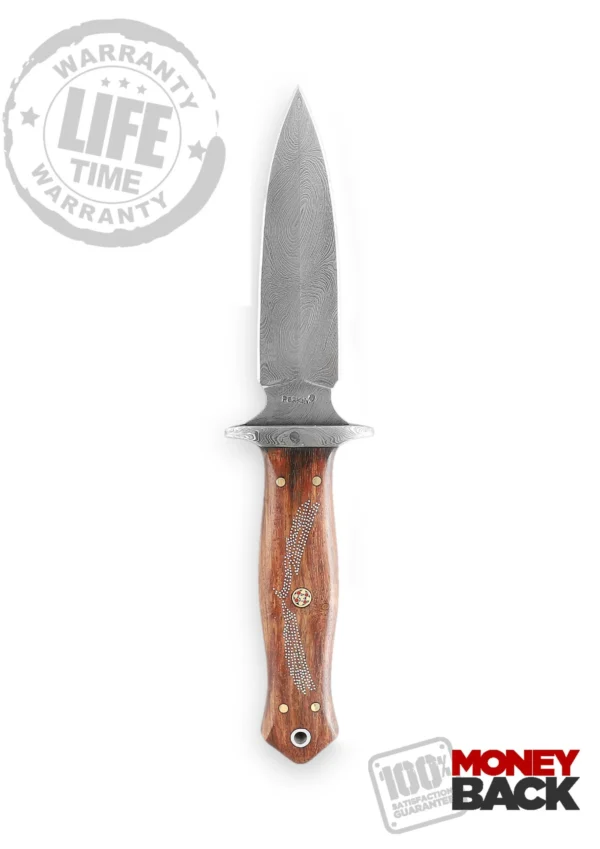 9 Inches Double Edge Damascus Hunting Knife - Image 4