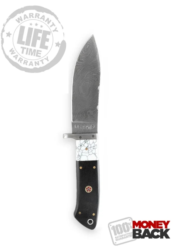 9 Inches Damascus Steel Hunting Knife With Leather Sheath - Image 4
