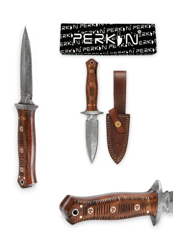 Fixed Blade Double Edge Hunting Knife with Leather Sheath - Image 5