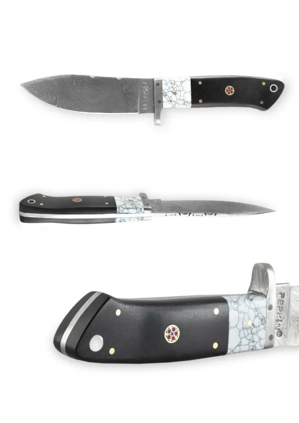 9 Inches Damascus Steel Hunting Knife With Leather Sheath - Image 5