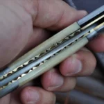 Damascus Folding Knife with Camel Bone & Damascus Handle - Image 2