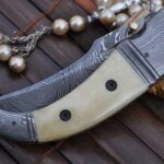 Damascus Folding Knife with Camel Bone & Damascus Handle - Image 4