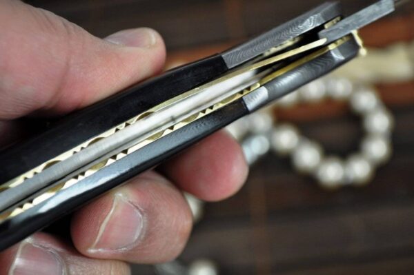 Handmade Damascus Folding Knife - Pocket Knife with Liner Lock - Image 4