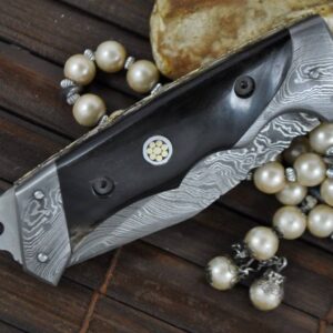 Custom made All Damascus Pocket Knife with Horn handle - By Koobi