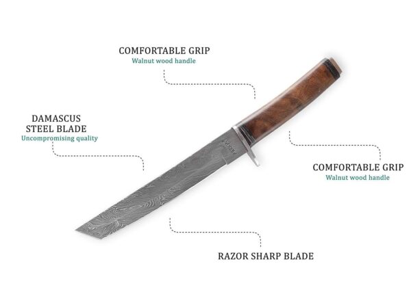 Tanto Blade Damascus Hunting Knife - Image 3