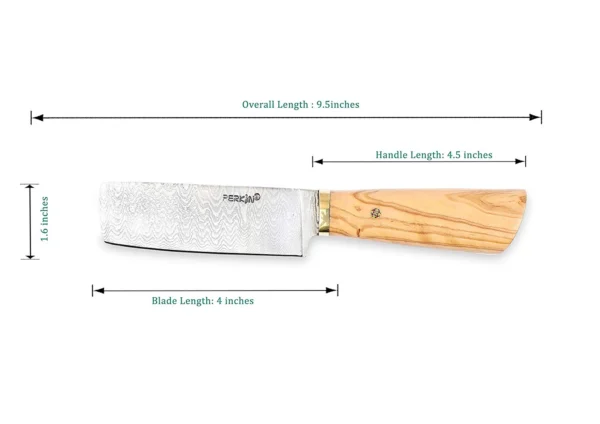 Damascus Chef Knife with Pear wood & Mosaic Pin Handle - Image 3