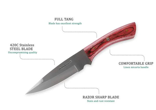 Perkin Knives HK799 Fixed Blade Hunting Knife with Sheath - Image 4