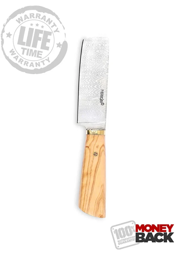 Damascus Chef Knife with Pear wood & Mosaic Pin Handle - Image 4