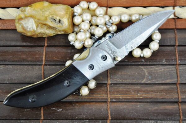 Handmade Damascus Folding Knife - Pocket Knife with Liner Lock - Image 2