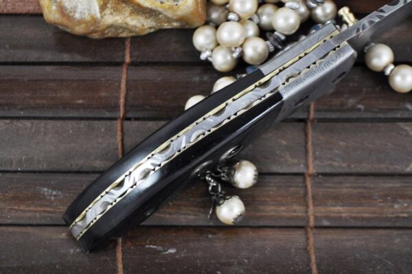 Handmade Damascus Folding Knife - Pocket Knife with Liner Lock - Image 3