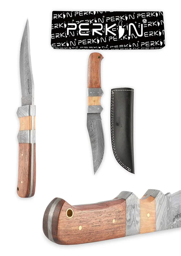 Perkin HK899 Damascus Steel Hunting Knife with Sheath - Image 2
