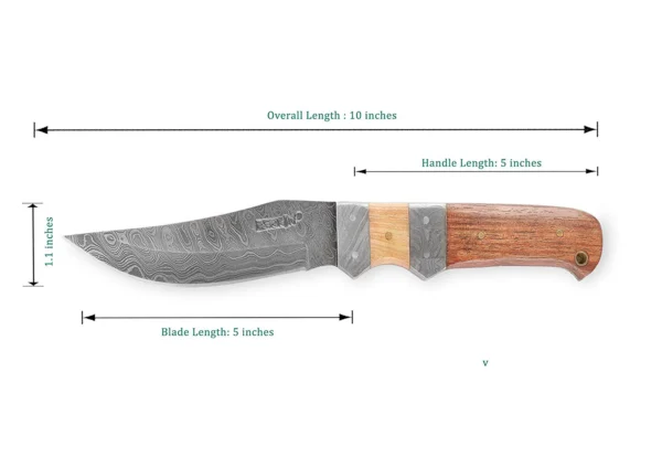Perkin HK899 Damascus Steel Hunting Knife with Sheath - Image 4