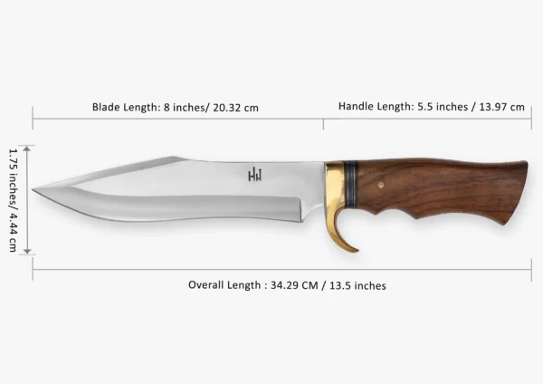 Hunting Knife with Sheath, 34.29 cm 420C Steel Bushcraft Knife, Fixed Blade Knife Bowie Knife with Leather Sheath - Image 4
