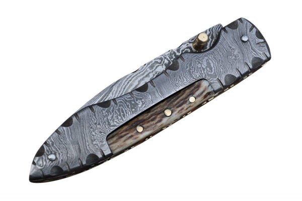 Damascus Steel Knife with Liner Lock Mechanism - Image 2
