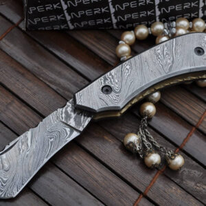 Custom made All Damascus Pocket Knife Damascus handle - By Koobi - For C amping and Bushcraft