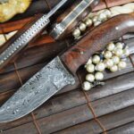 Handcrafted Damascus Steel Hunting Knife - Unique File Work In Spine