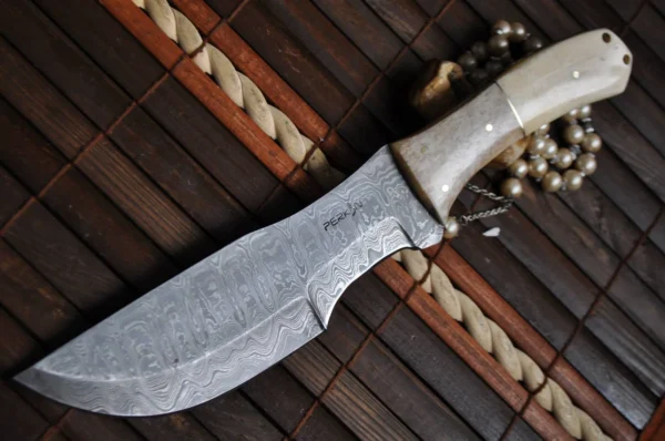 Damascus Steel Tracker Knife with Sheath