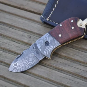 Handcrafted Damascus Pocket Knife - Legal to Carry