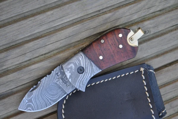 Handcrafted Damascus Pocket Knife - Legal to Carry - Image 3