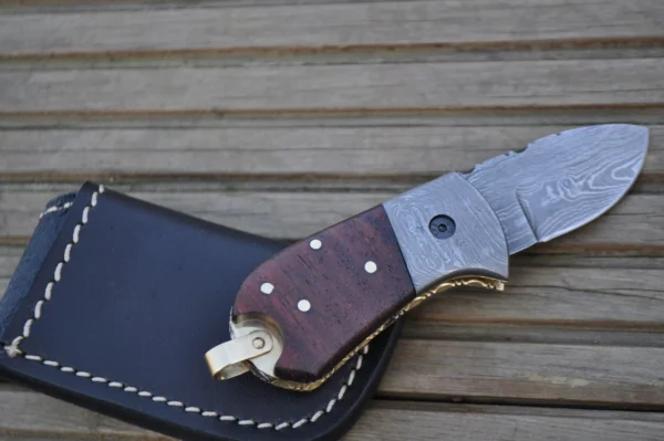Handcrafted Damascus Pocket Knife - Legal to Carry - Image 4