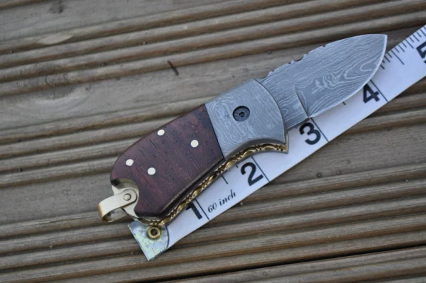 Handcrafted Damascus Pocket Knife - Legal to Carry - Image 5