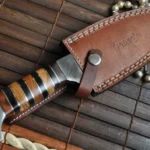 Handmade damascus steel fixed blade hunting knife with leather sheath - Image 5
