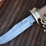 Bowie knife with sheath damascus steel handmade knife