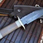 Bowie knife with sheath damascus steel handmade knife - Image 2