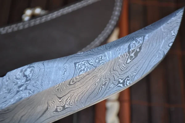 Bowie knife with sheath damascus steel handmade knife - Image 3