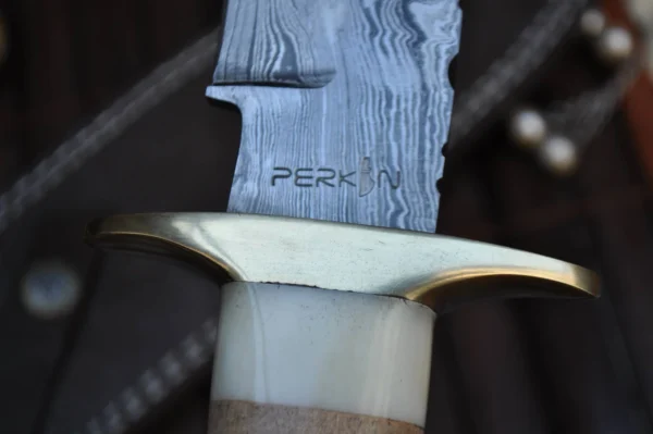 Bowie knife with sheath damascus steel handmade knife - Image 4