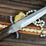 Hunting knife fixed blade knife damascus steel and leather sheath - Image 3