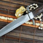 Hunting knife fixed blade knife damascus steel and leather sheath - Image 4
