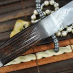 Hunting knife fixed blade knife damascus steel and leather sheath - Image 5