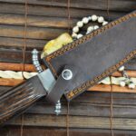 Hunting knife fixed blade knife damascus steel and leather sheath - Image 6