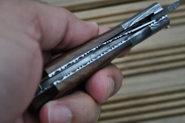Handmade Damascus Pocket Knife - Beautiful Folding Knife - Image 5