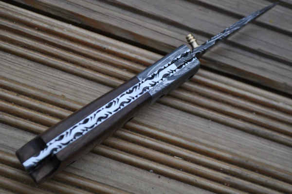 Handmade Damascus Pocket Knife - Beautiful Folding Knife - Image 6