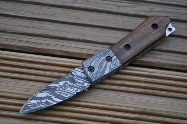 Handmade Damascus Pocket Knife - Beautiful Folding Knife - Image 7