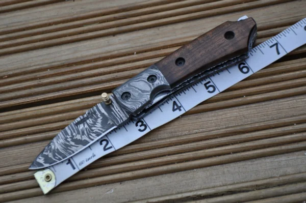 Handmade Damascus Pocket Knife - Beautiful Folding Knife - Image 8