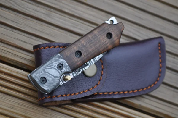 Handmade Damascus Pocket Knife - Beautiful Folding Knife - Image 10