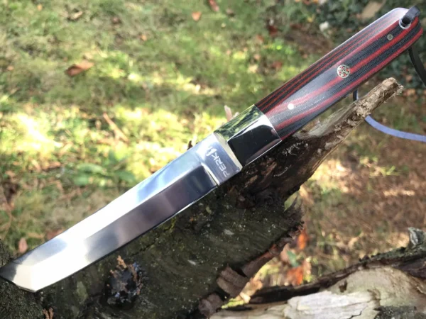 Fixed Blade D2 Steel Hunting Knife With Sheath - Tanto Blade and Micarta Handle - Image 2