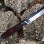 Fixed Blade D2 Steel Hunting Knife With Sheath - Tanto Blade and Micarta Handle - Image 3