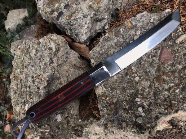 Fixed Blade D2 Steel Hunting Knife With Sheath - Tanto Blade and Micarta Handle - Image 3