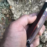 Fixed Blade D2 Steel Hunting Knife With Sheath - Tanto Blade and Micarta Handle - Image 5