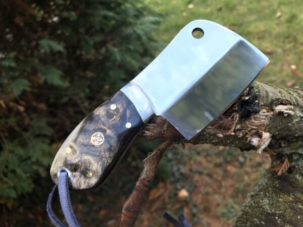 Small Bushcraft Cleaver Knife with Sheep's horn handle - Image 2