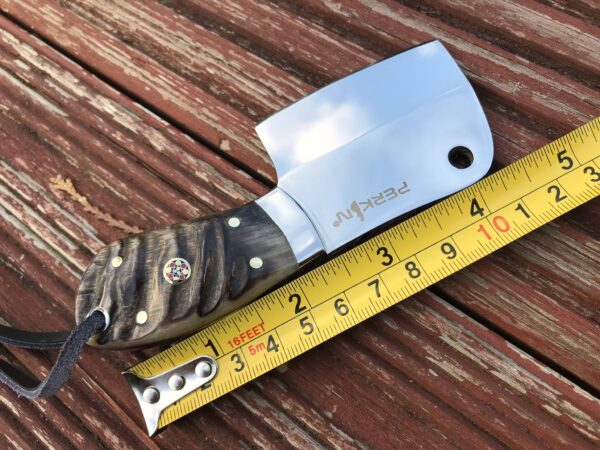 Small Bushcraft Cleaver Knife with Sheep's horn handle - Image 7