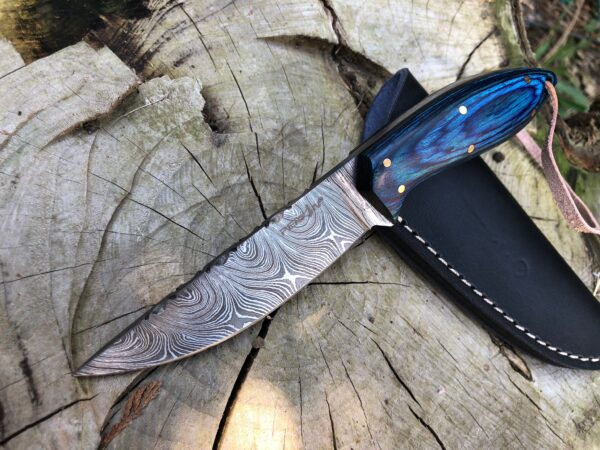 Perkin 7 Inches Damascus Steel Knife Hunting Knife with Sheath SK200